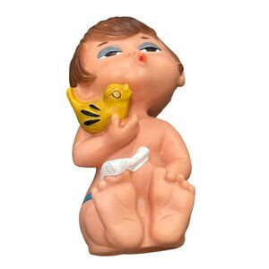 Vintage Rubber Squeaker Toy Ideal Baby Girl Singing with Bird & Music